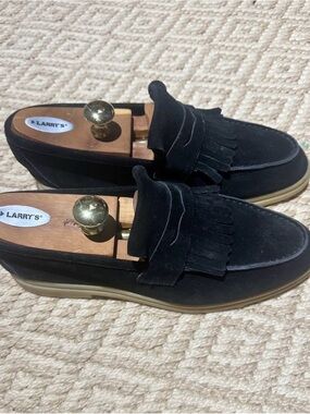Loro Piana Black Suede Kiltie Loafers